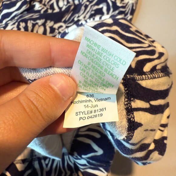 Lilly Pulitzer Women XS Preston French Terry Dress Mini Zebra Print Navy Blue - Picture 6 of 9